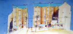 Glasgow Tenement Gables. Original watercolour Painting  35x16 cm