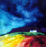 Night Sky Mull . Original watercolour Painting  16x16 cm