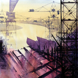 Clyde Cranes 2. Original watercolour 48 x 48 cm