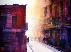 Havana Sunset . Original watercolour by Martin Oates 48 x 68 cm